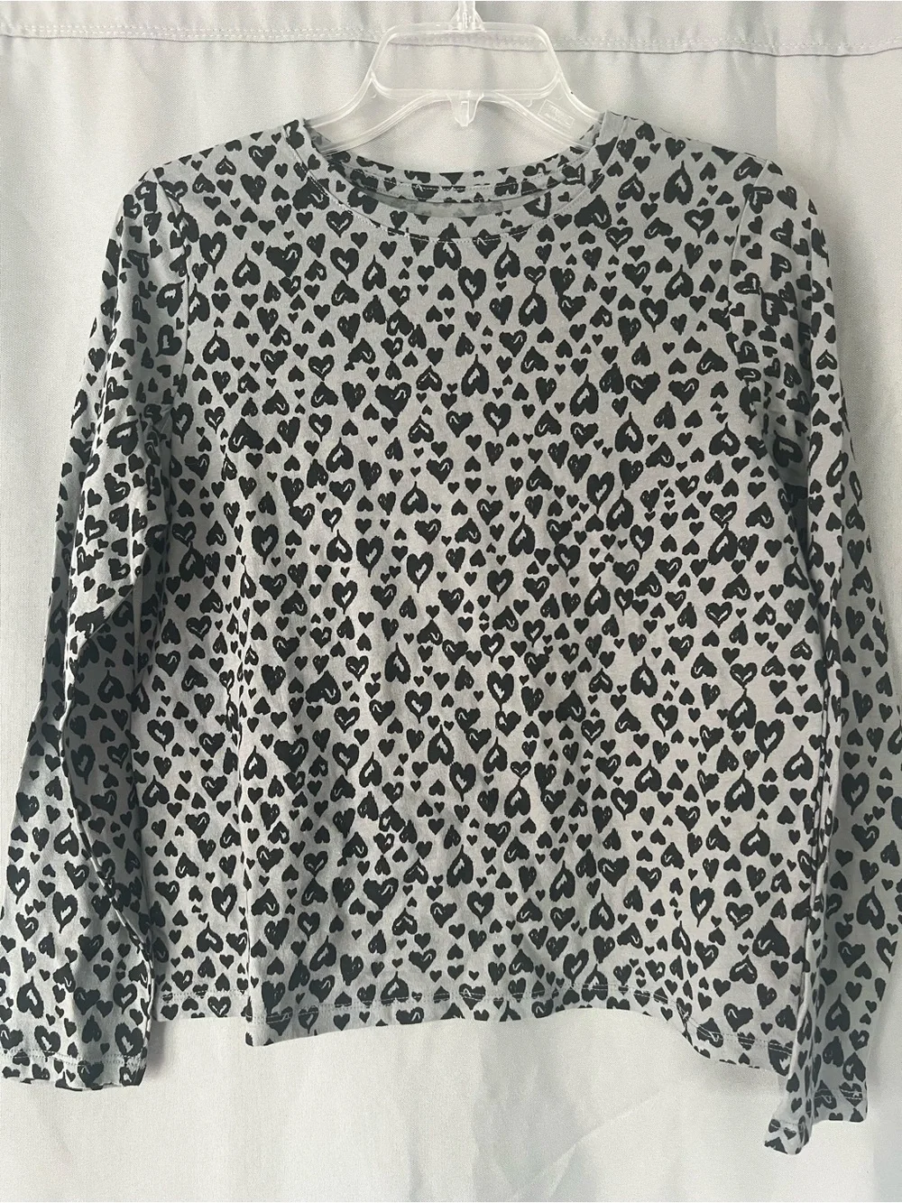Old Navy Black Heart Print Long Sleeve Tee on White